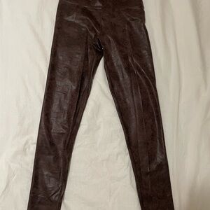 aerie Faux Leather Leggings in Dark Brown